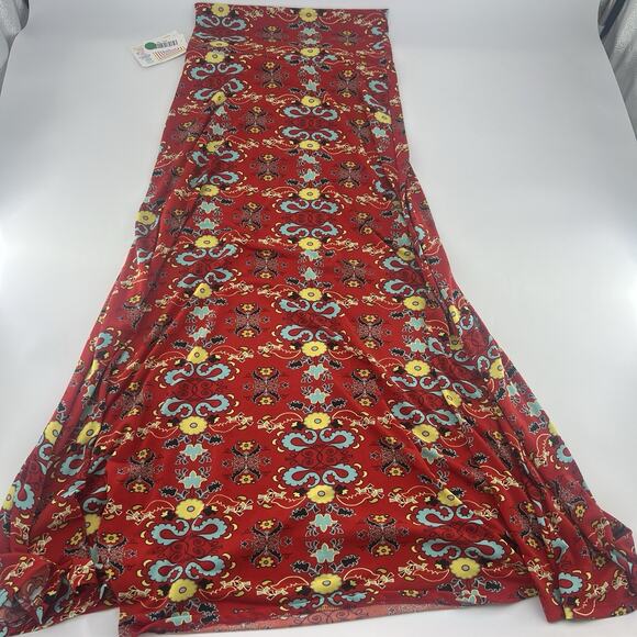 Lularoe Maxi Skirt Women Extra Small Red Floral Long Flowy Stretch Geometric New - Picture 8 of 8